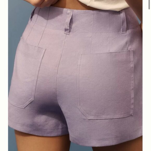 Anthropologie Maeve The Colette Shorts Womens 28 Linen Blend High Rise Purple - Picture 9 of 9